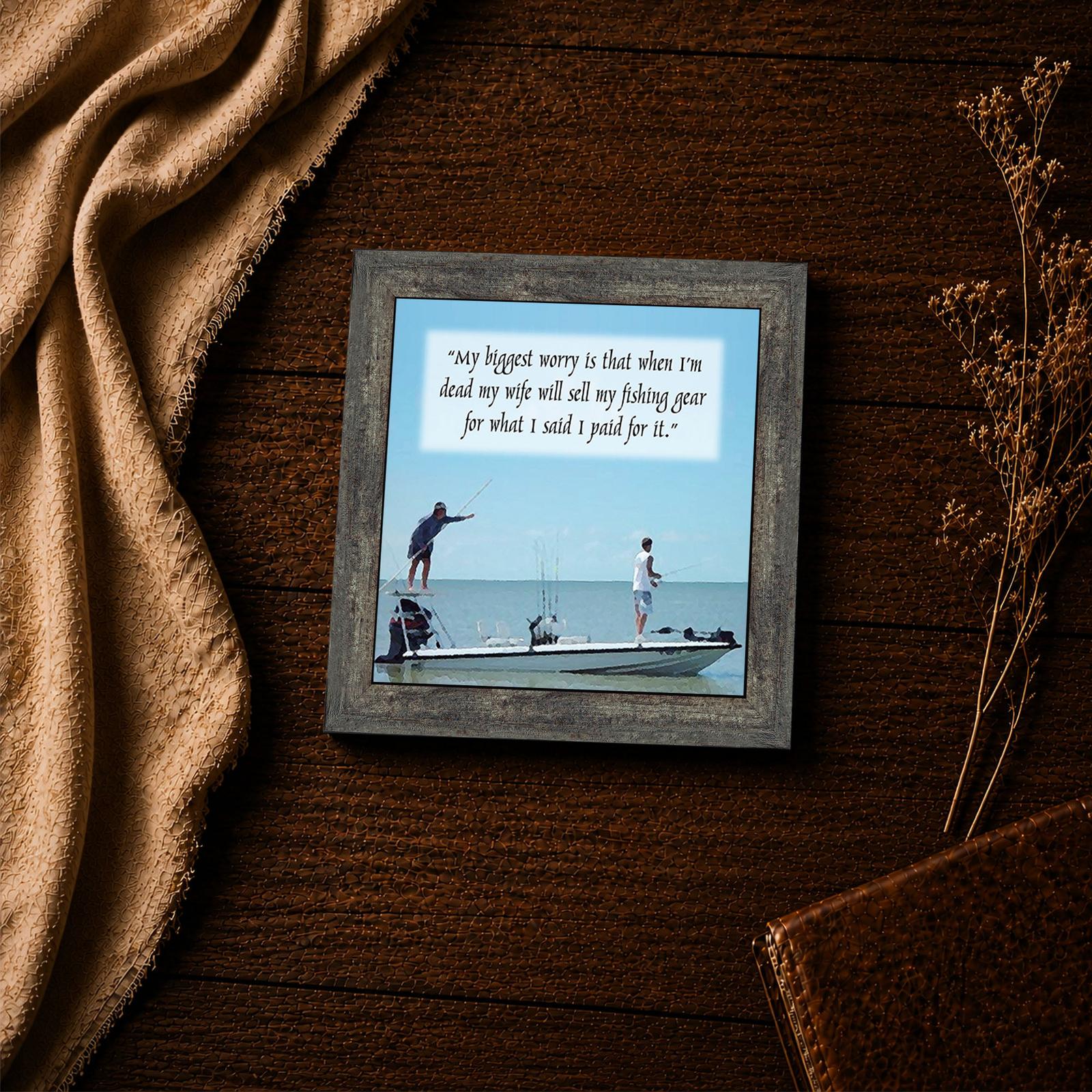 My Biggest Worry framed print - funny fishing wall art detail