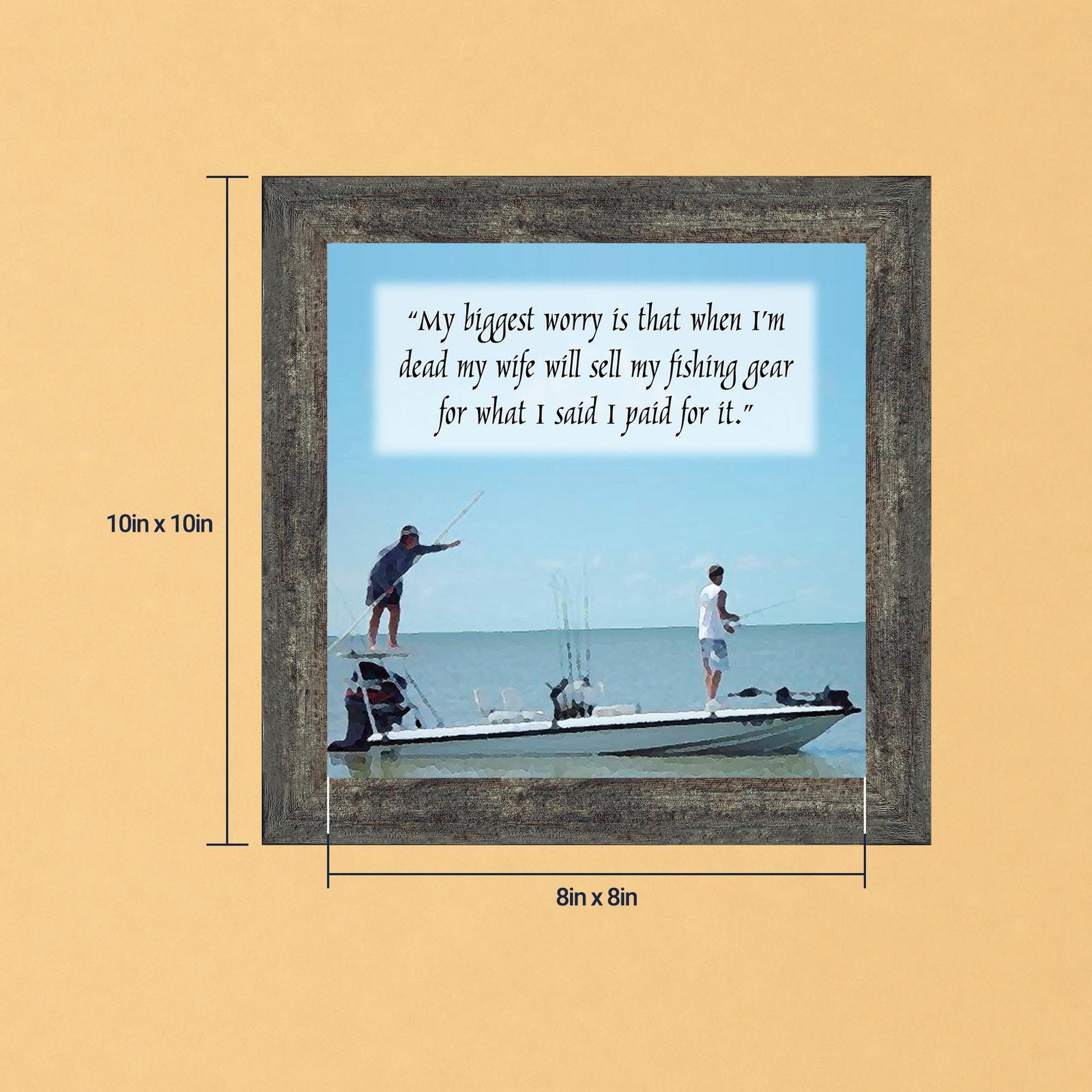 Funny fishing wall art framed print - My Biggest Worry by Crossroads Home Decor
