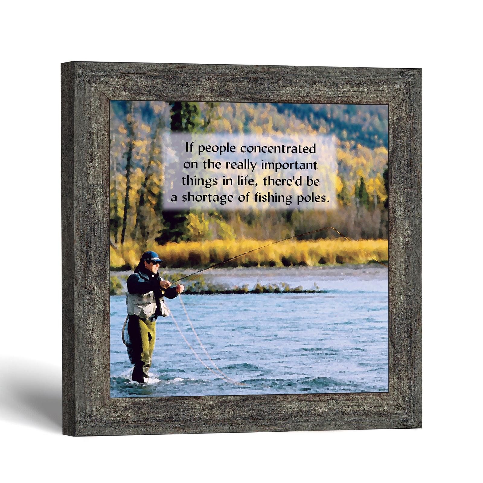 8509BW-1 Fly fishing framed print, lone angler on an autumn river, by Crossroads Home Decor