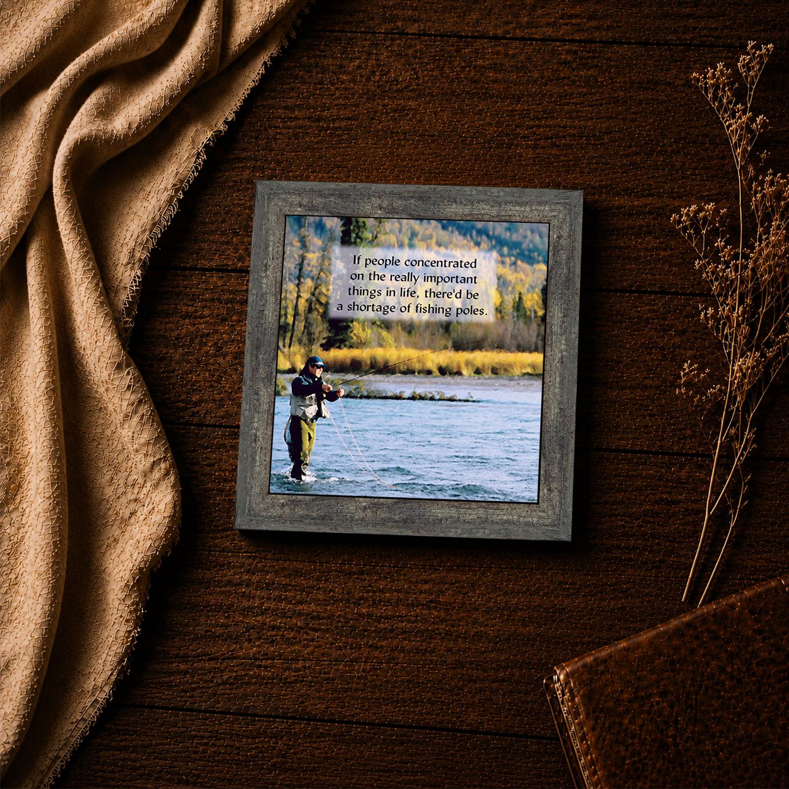 8509BW-4 Fly fishing framed print - A Shortage of Fishing Poles quote wall art