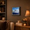 WWII fighter plane framed wall art displayed in a home office