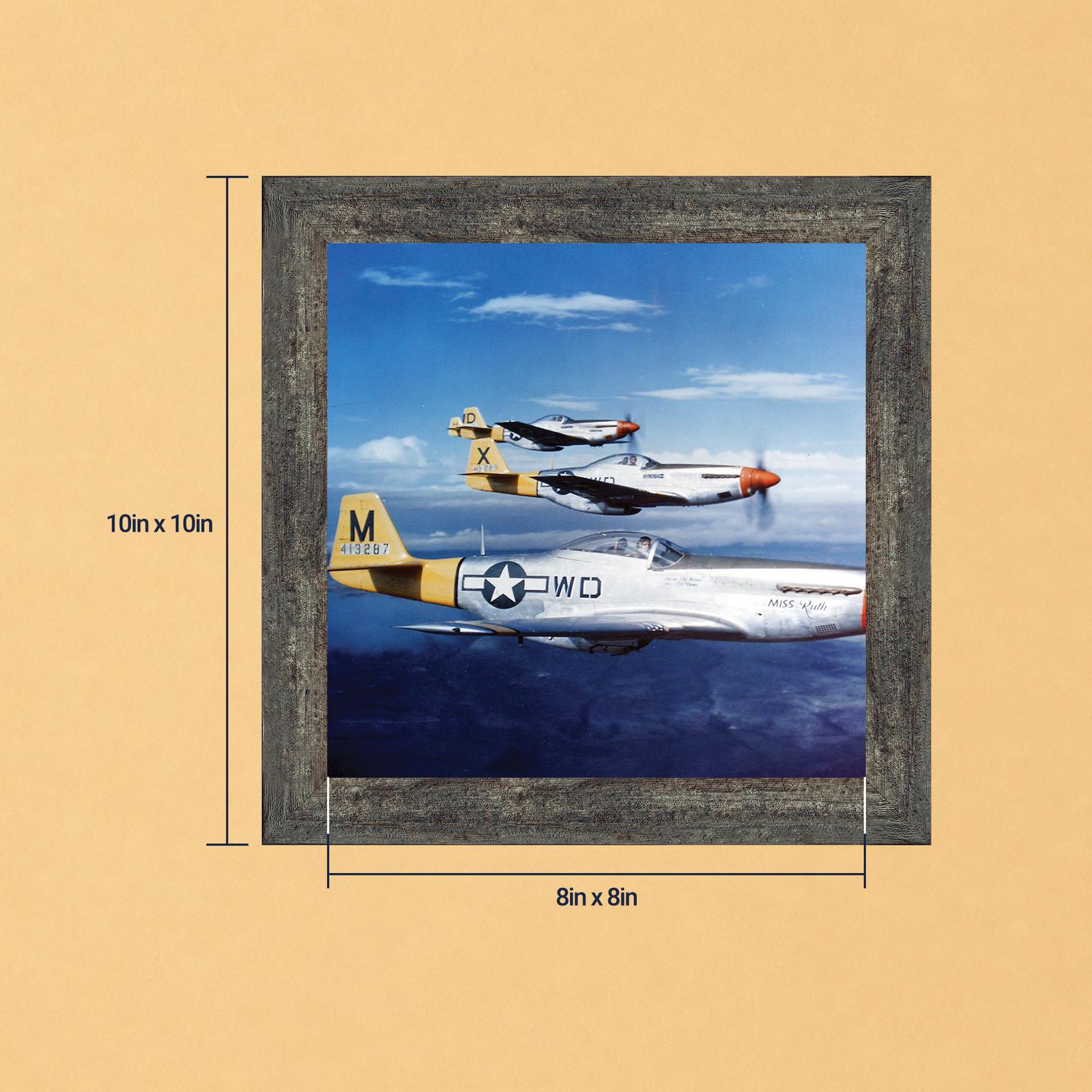 WWII fighter plane framed print - three yellow-tail P-51 Mustangs by Crossroads Home Decor