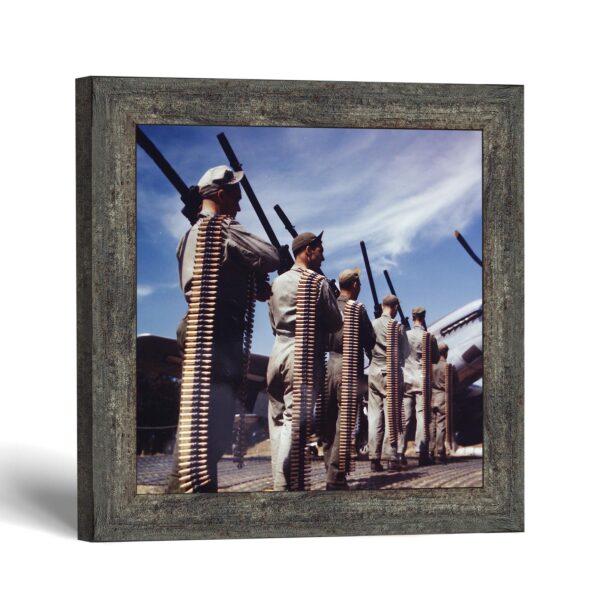 WWII ground crew framed print - Airmen carrying ammunition by Crossroads Home Decor