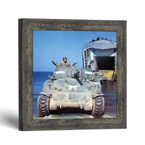 Sherman tank framed print - M4 landing craft ramp by Crossroads Home Decor