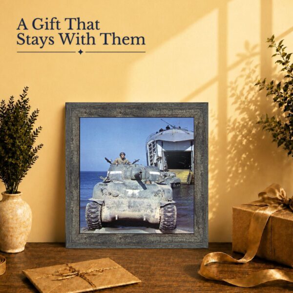 Sherman tank gift - framed print for an Army veteran
