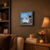 8520BW-3 Sherman tank framed wall art displayed in a den or office