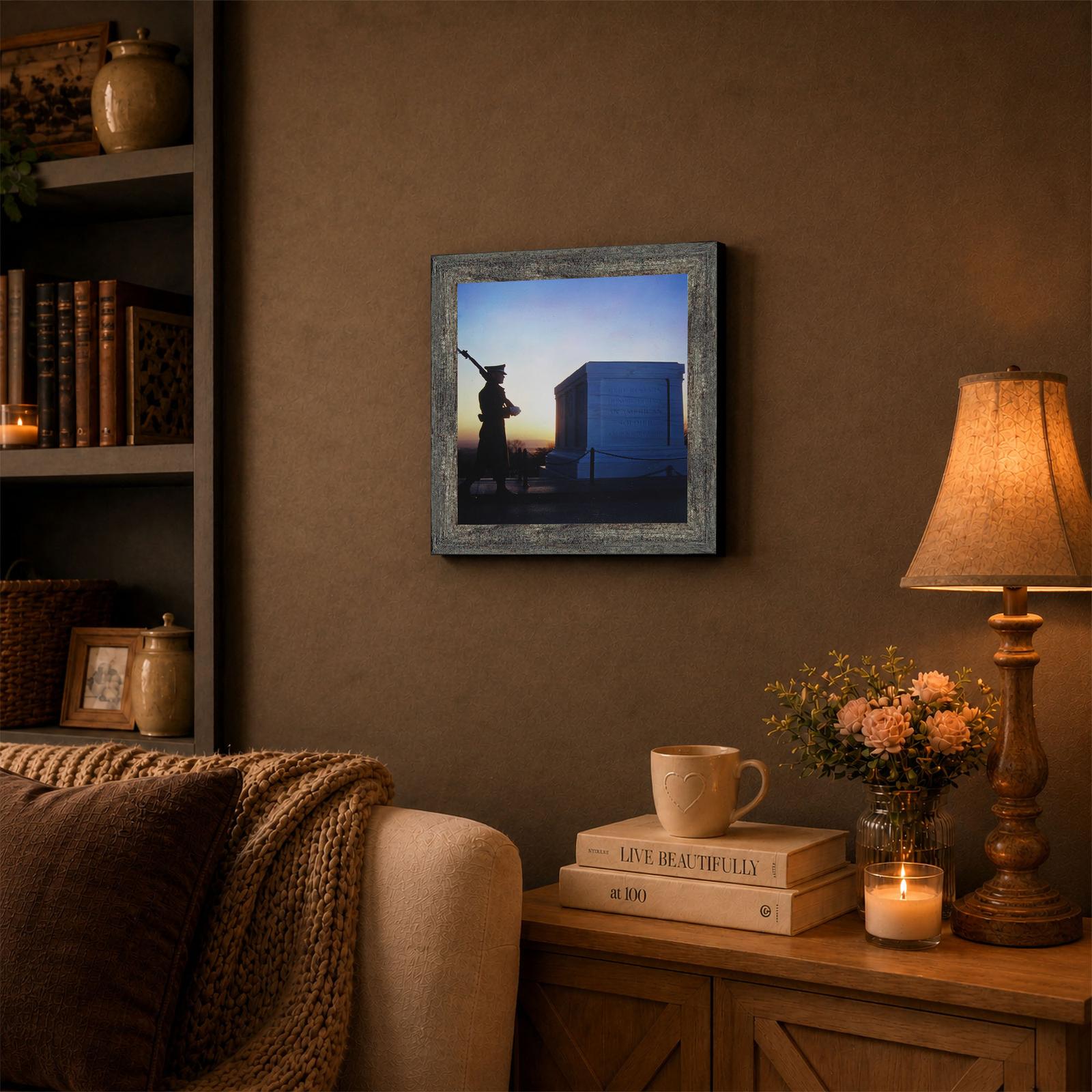 Tomb of the Unknown Soldier framed wall art displayed in a den or office