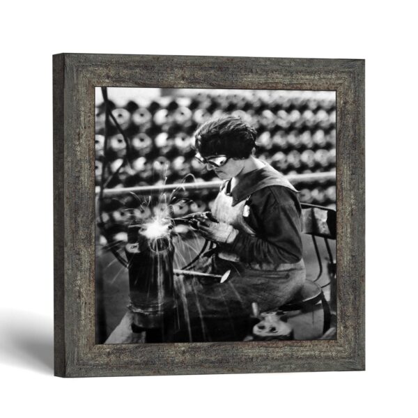 Woman welder framed print - welding sparks by Crossroads Home Decor