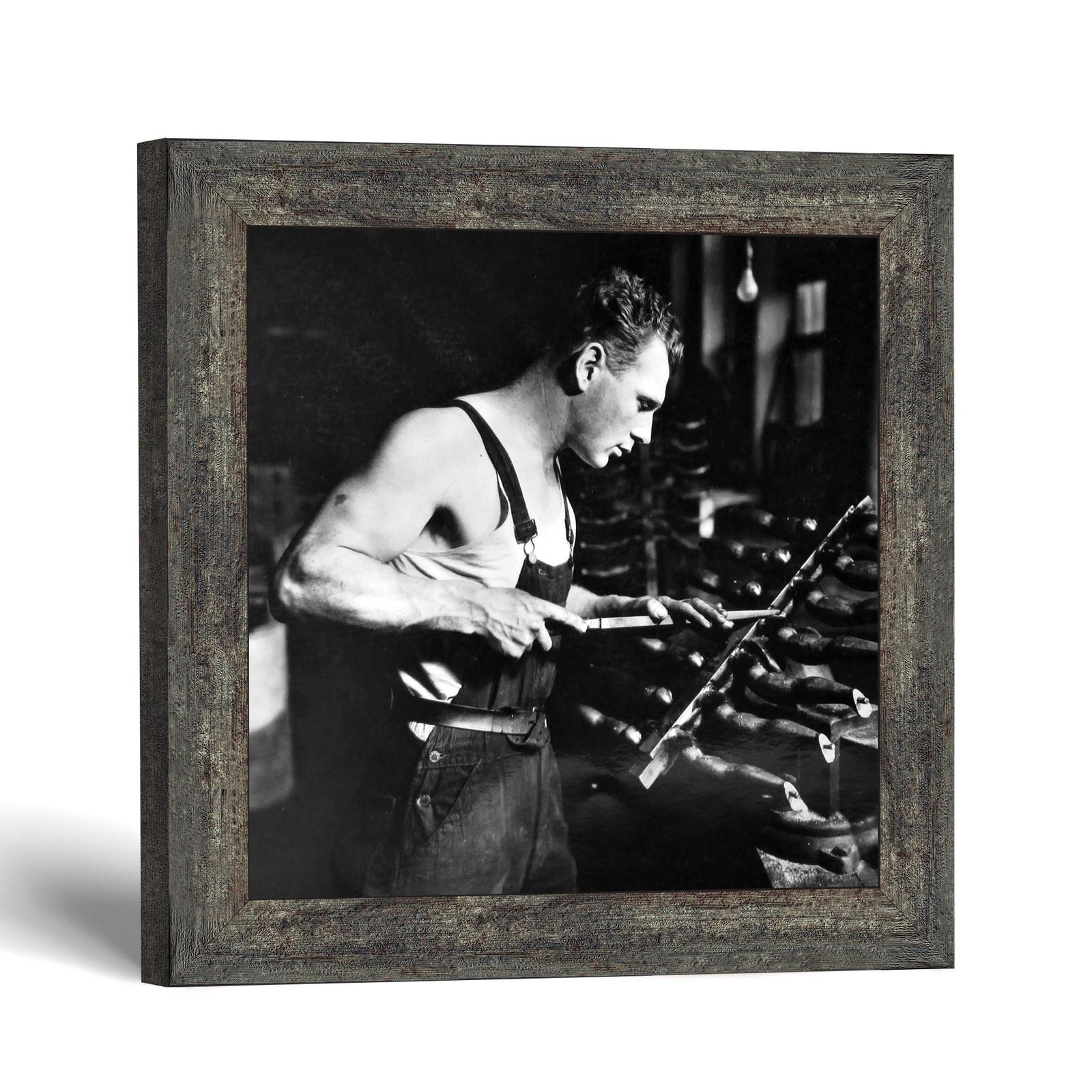 Factory Worker framed print - Vintage Industrial Photograph by Crossroads Home Decor