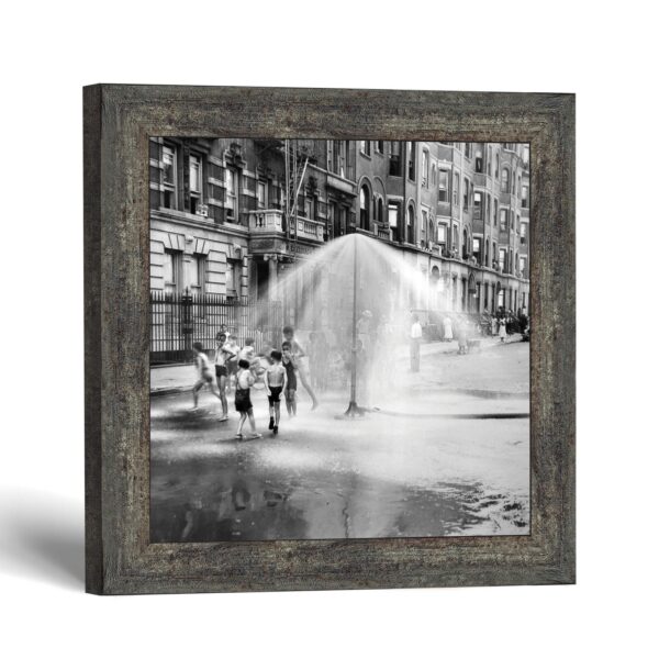 Vintage children playing framed print - street scene by Crossroads Home Decor