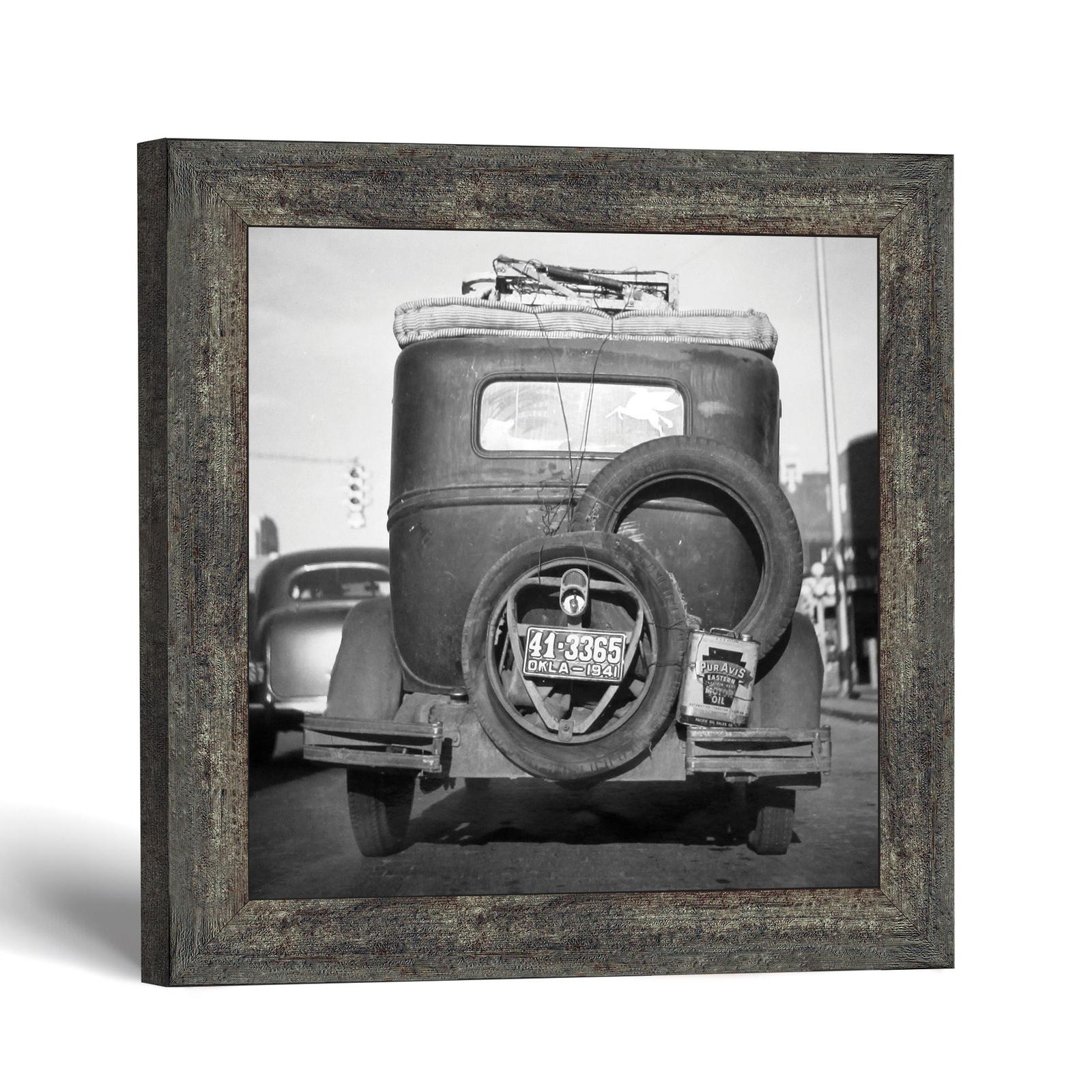 Dust bowl car wall art framed print - loaded sedan by Crossroads Home Decor
