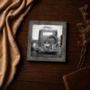 Loaded sedan framed print - dust bowl era car wall art closeup
