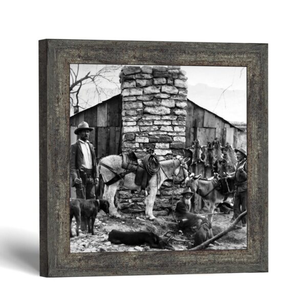 Vintage hunting camp framed print - stone chimney camp by Crossroads Home Decor