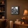 Vintage hunting camp framed wall art displayed in a den or lodge