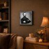 Sherman framed wall art displayed in a home office