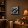 Alfred Palmer framed wall art displayed in a den or home office