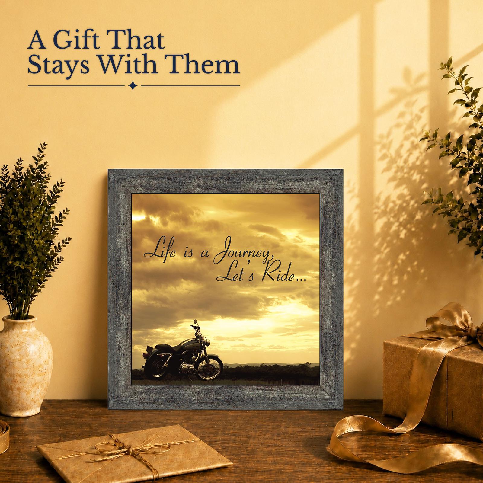 Life Is a Journey, Let's Ride framed gift print - for a husband, dad, or fellow rider
