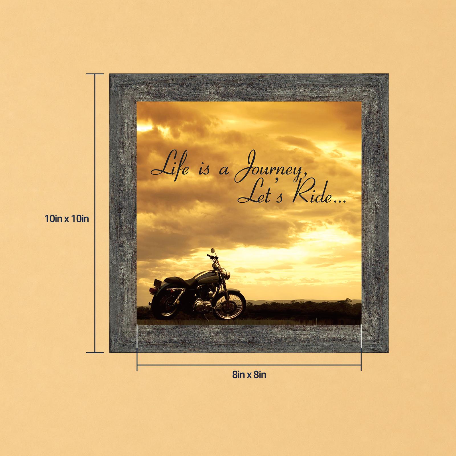 Motorcycle sunset framed wall art - Life Is a Journey, Let's Ride by Crossroads Home Decor