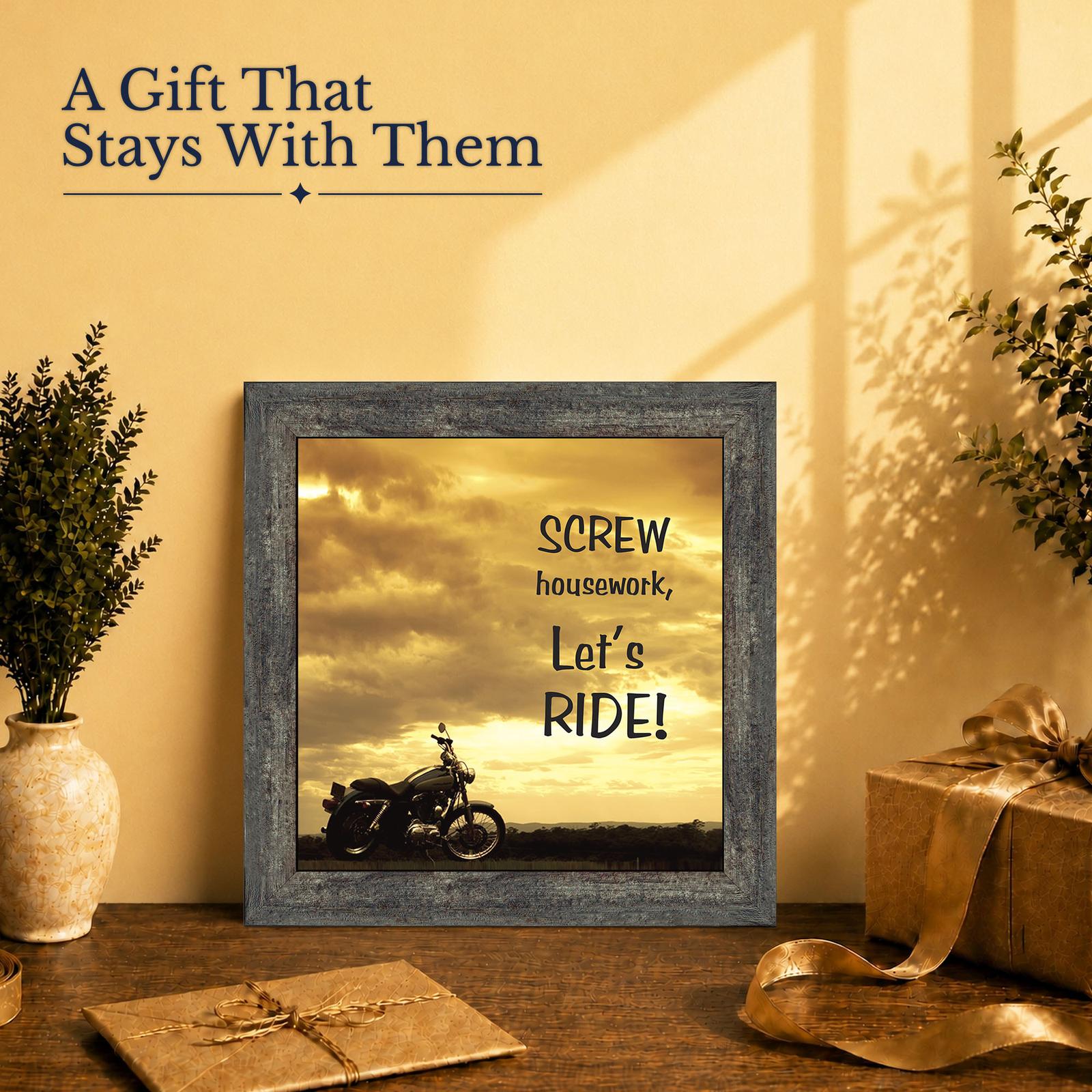 8570BW-2 Screw Housework, Let's Ride gift - framed print for the rider in your life