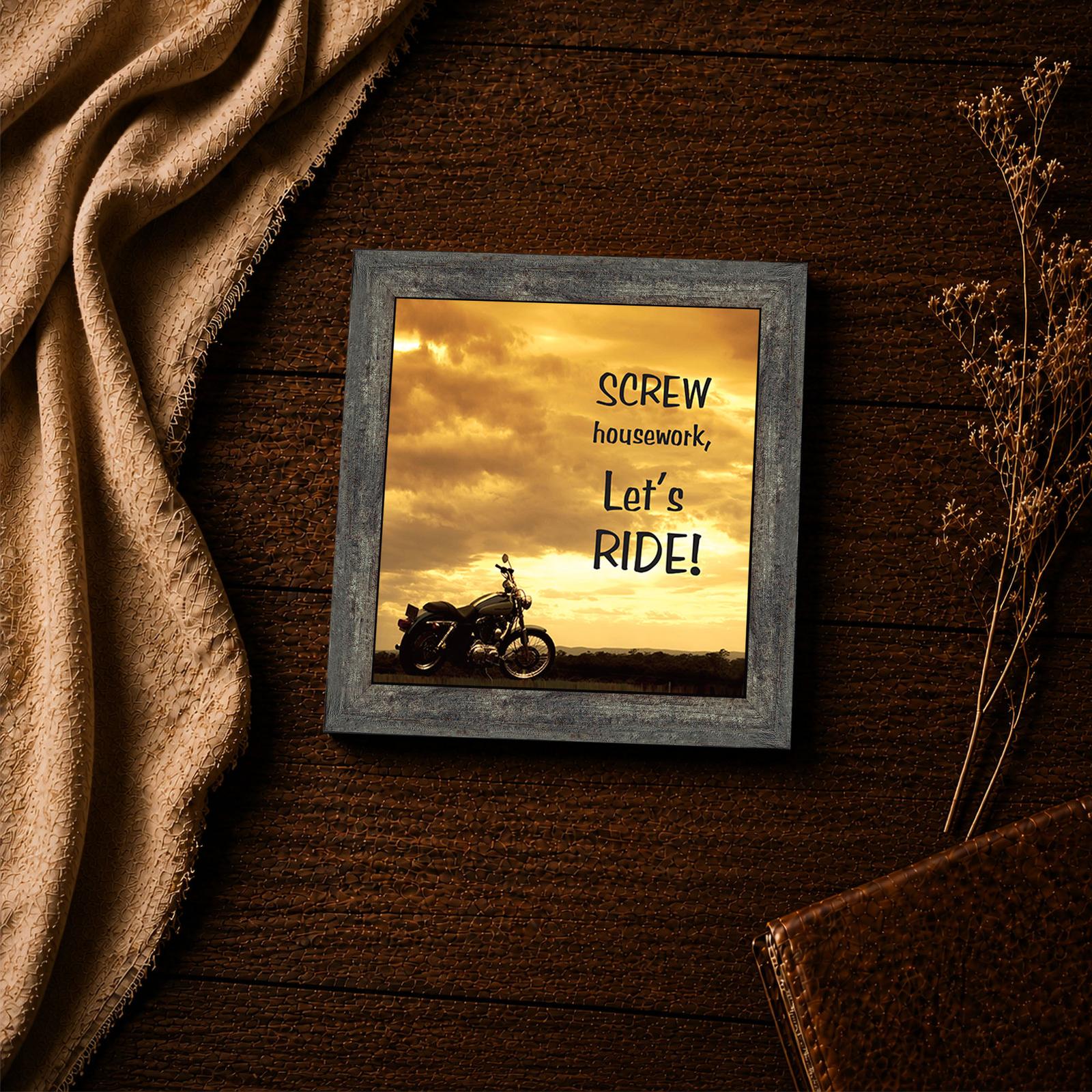 8570BW-4 Screw Housework, Let's Ride - motorcycle inspirational wall art