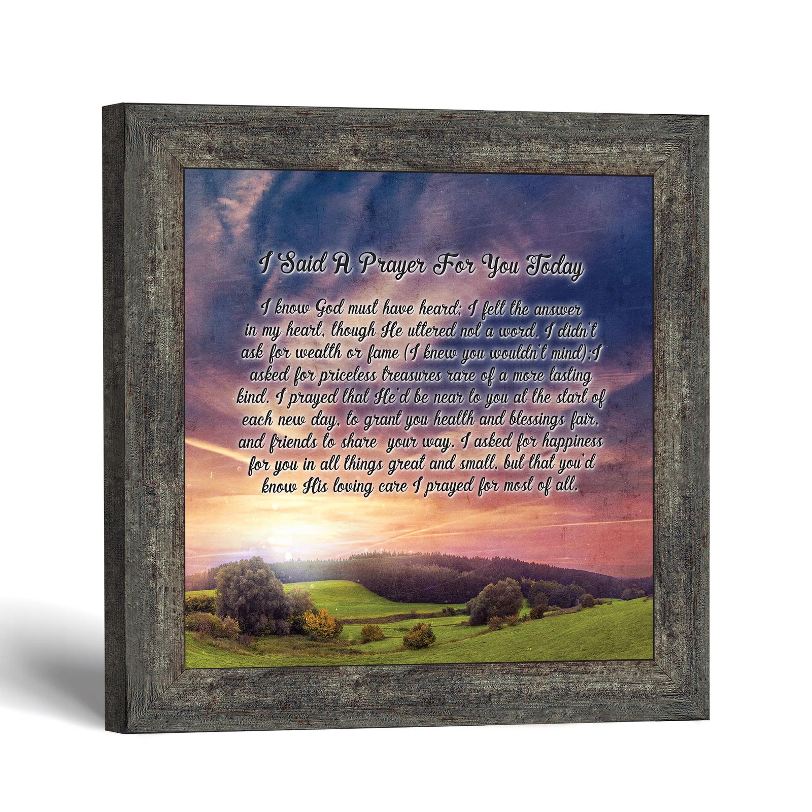 I Said a Prayer for You Today framed print with sunset meadow by Crossroads Home Decor
