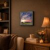 Sunset meadow prayer framed wall art displayed in an entryway