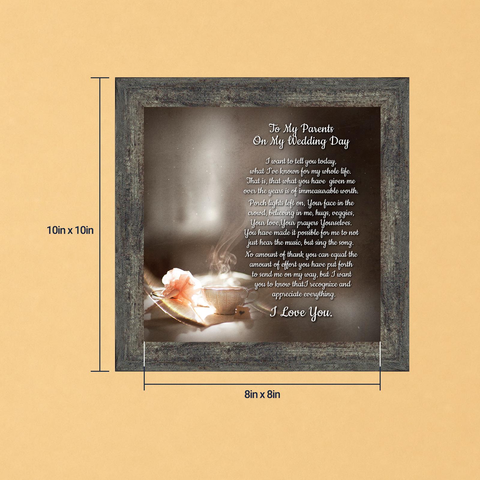 To My Parents on My Wedding Day poem print with teacup and rose - Crossroads Home Decor