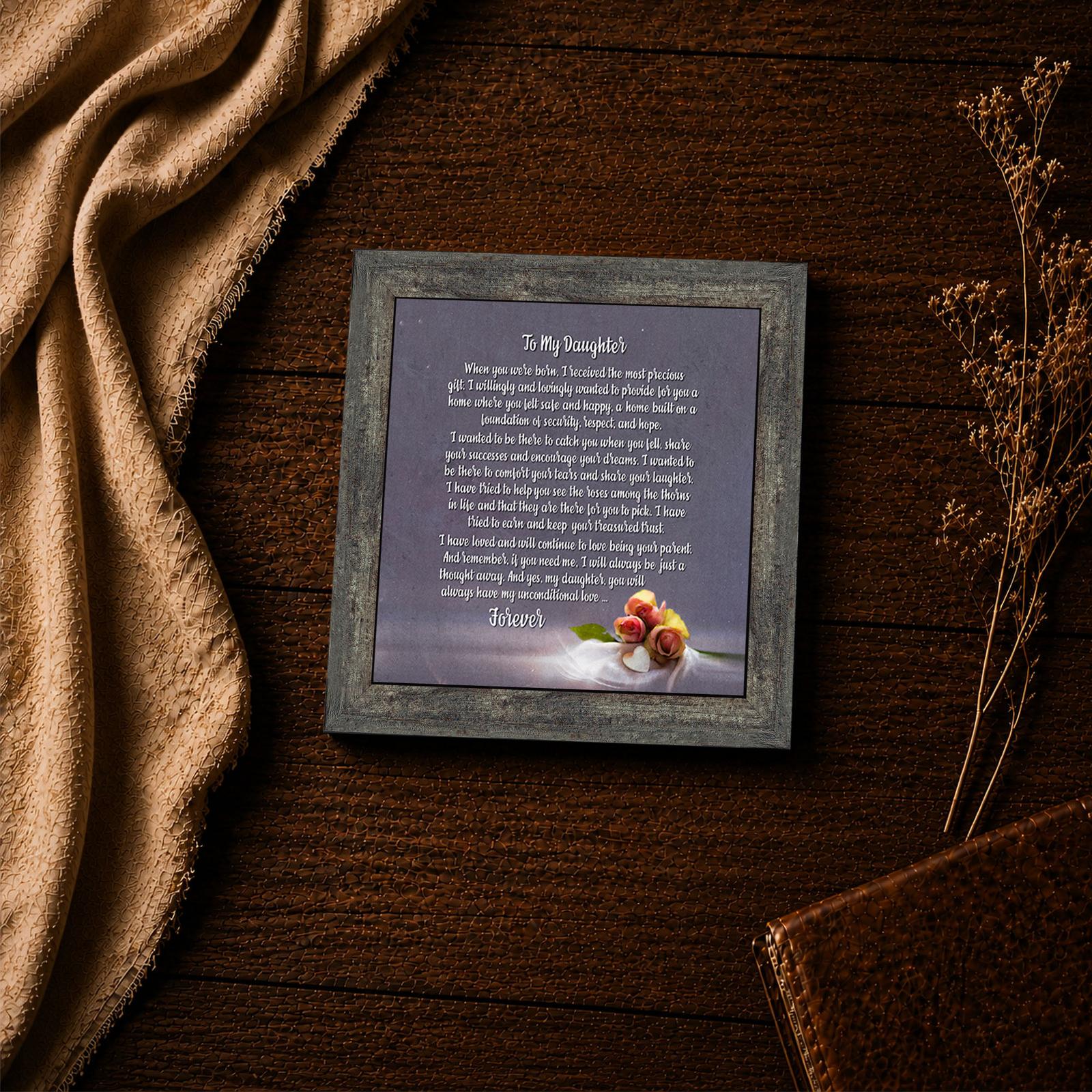To My Daughter poem close-up – rose and heart charm inspirational wall art