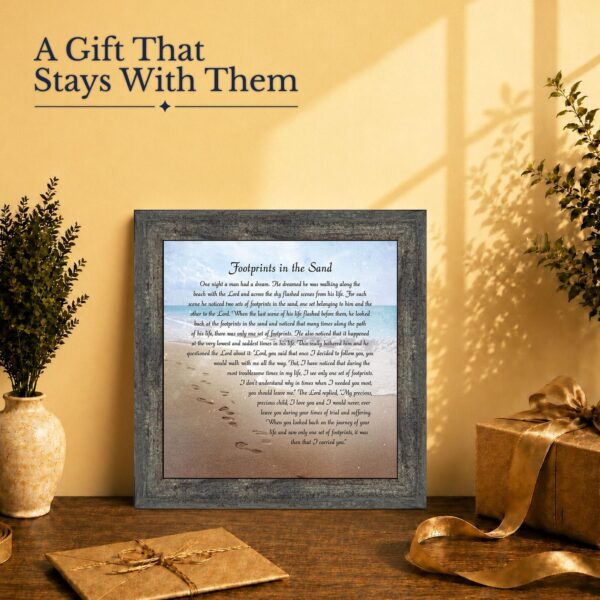 Footprints in the Sand gift - framed print for someone grieving a loss