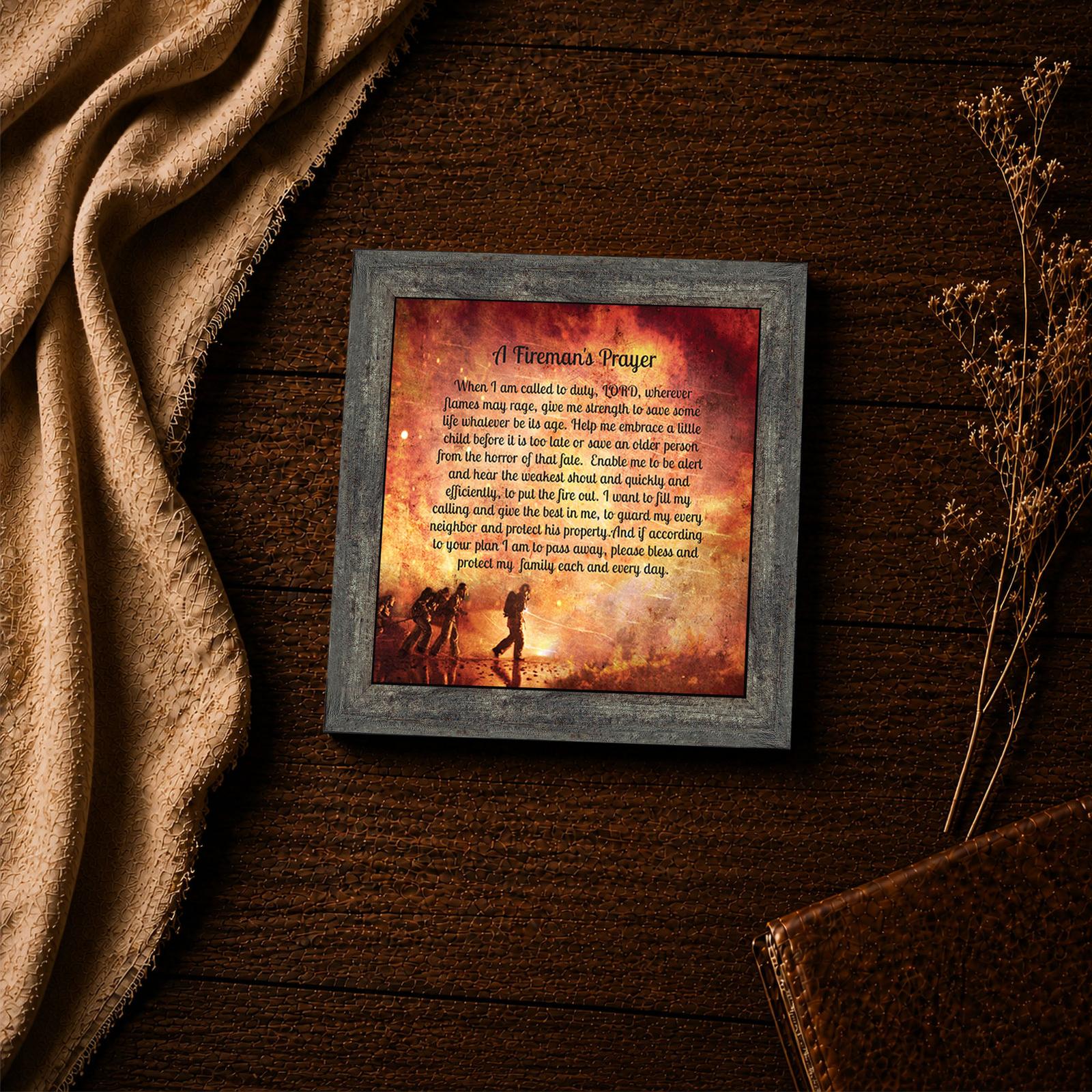 8650BW-4 Close-up of A Fireman's Prayer text on the framed print