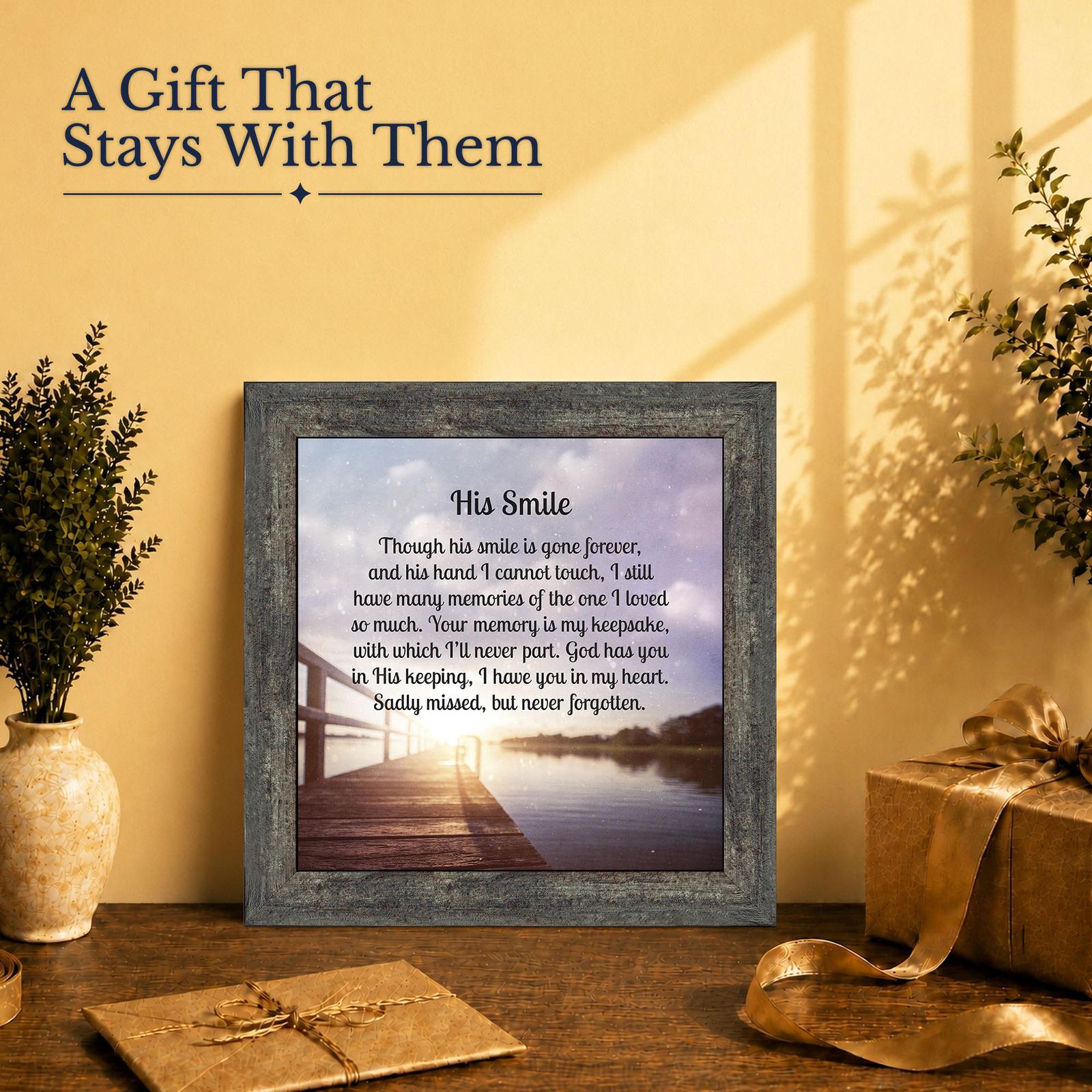 His Smile memorial gift - framed print for loss of a father or husband