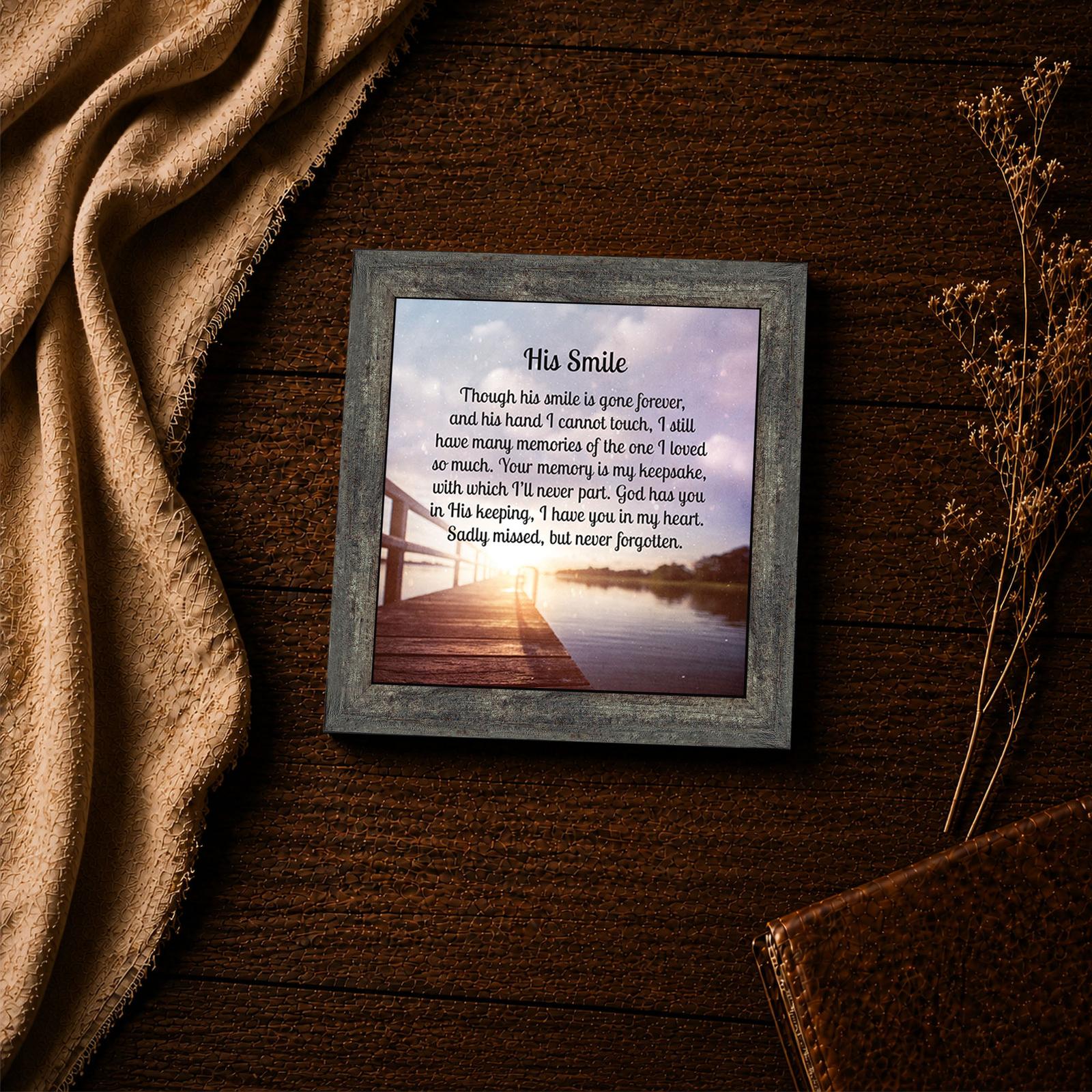 His Smile poem framed print - memorial keepsake closeup