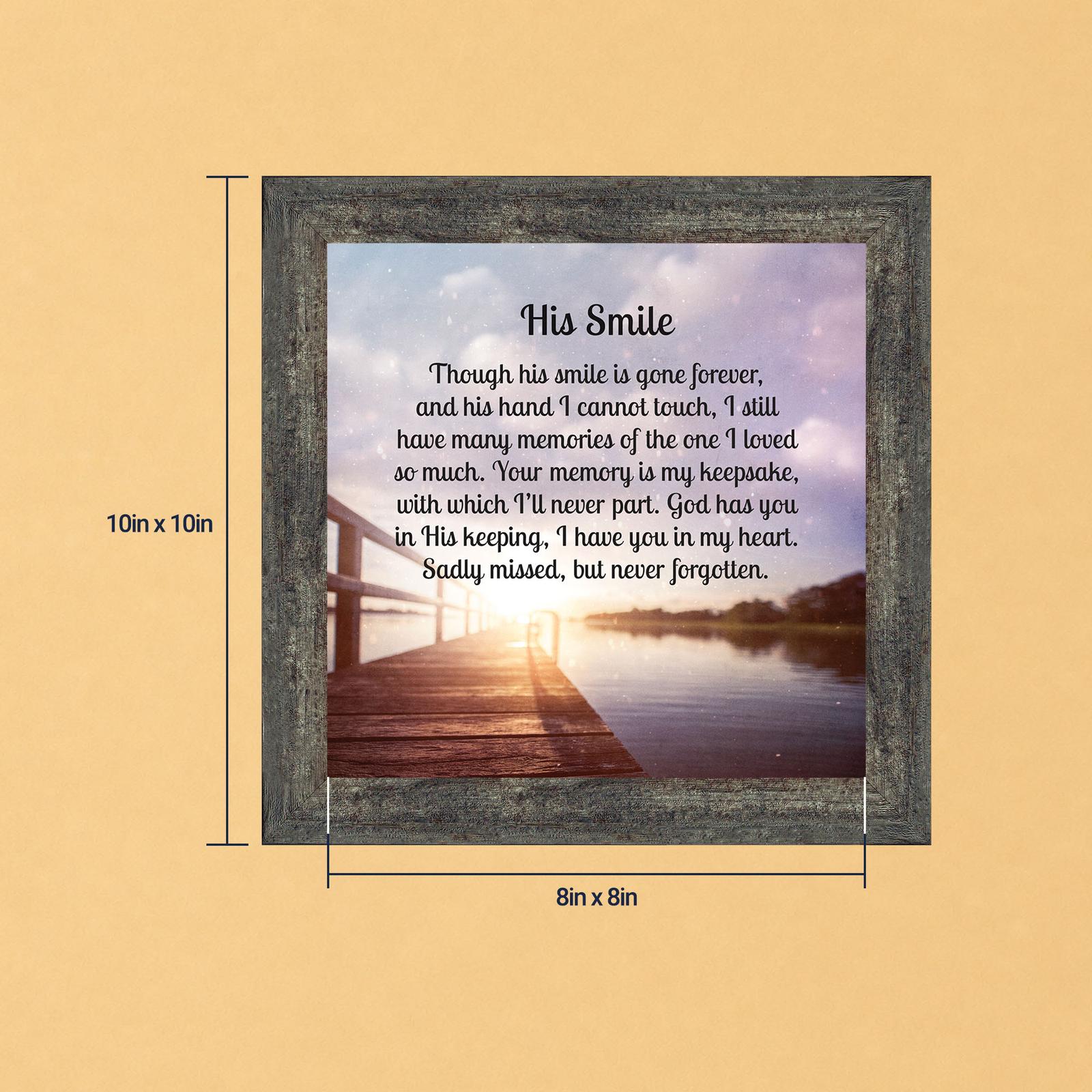His Smile memorial framed print - pier at sunset keepsake by Crossroads Home Decor