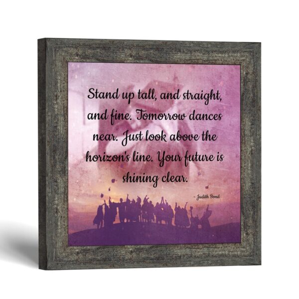 Stand Tall Graduate framed print - silhouetted graduates and violet sunset by Crossroads Home Decor