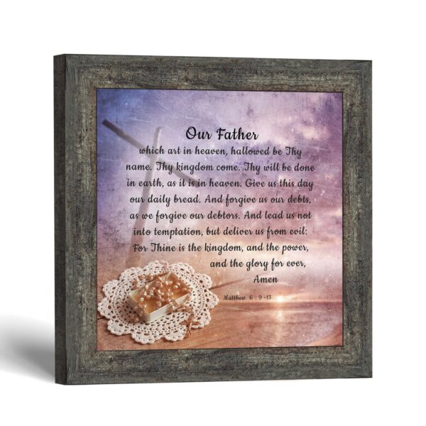 Lord's Prayer framed print - Our Father with cross and rosary by Crossroads Home Decor