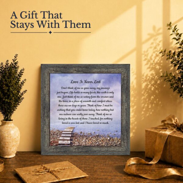 Love Is Never Lost sympathy gift - framed print for a grieving family member