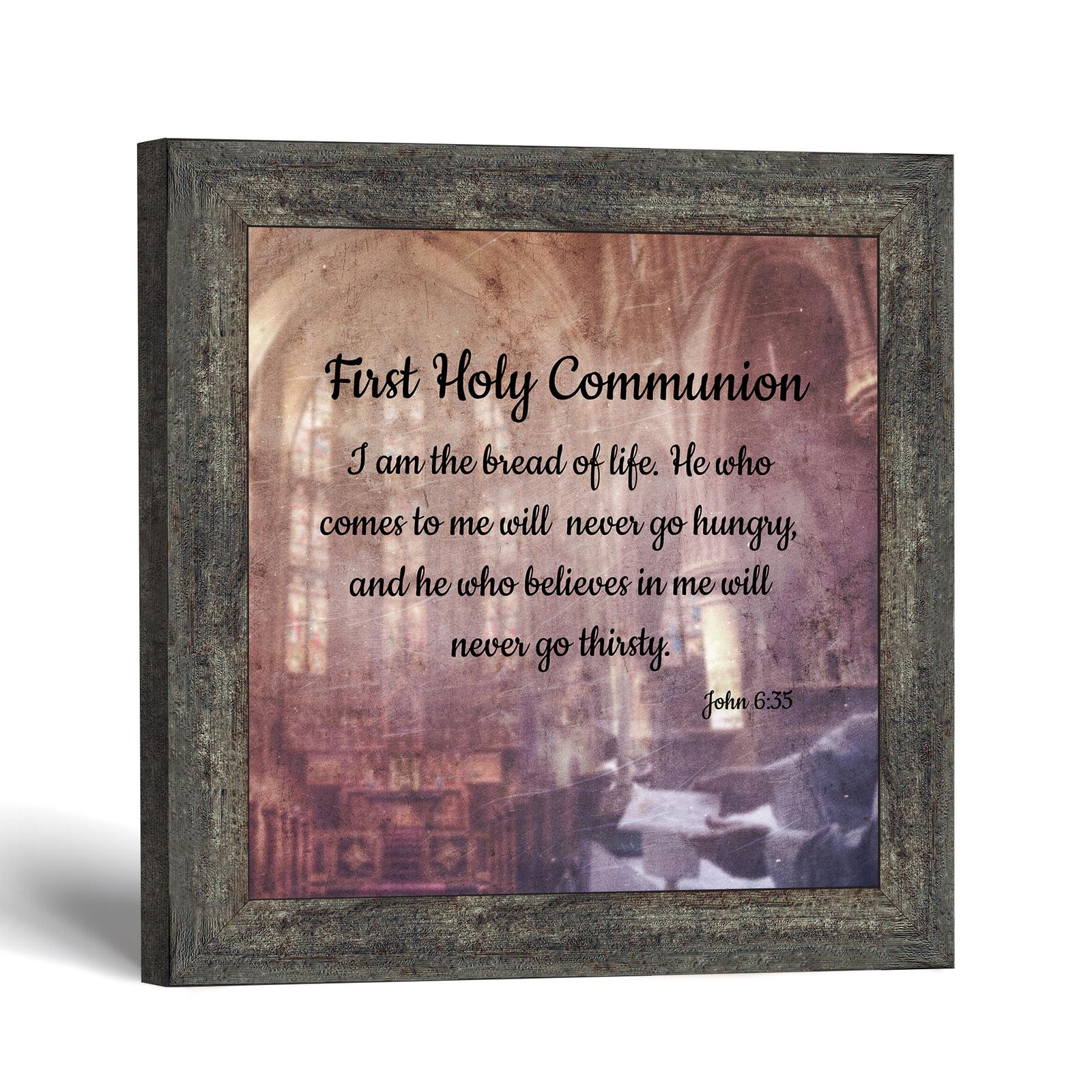First Holy Communion framed print, John 6:35 by Crossroads Home Decor