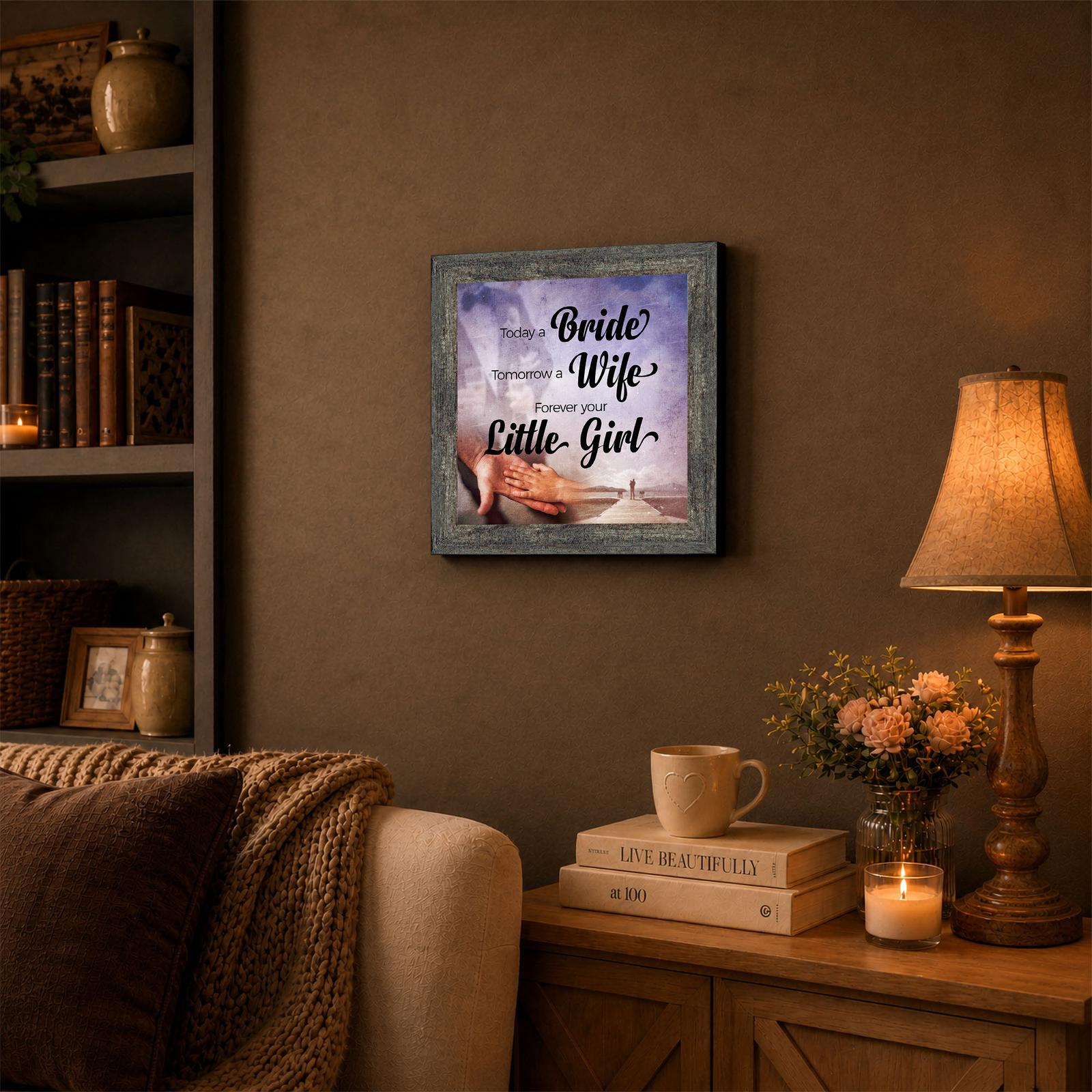 Wedding framed wall art displayed in an entryway