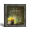 Godmother poem framed print - black-eyed Susans in a wooden bucket by Crossroads Home Decor