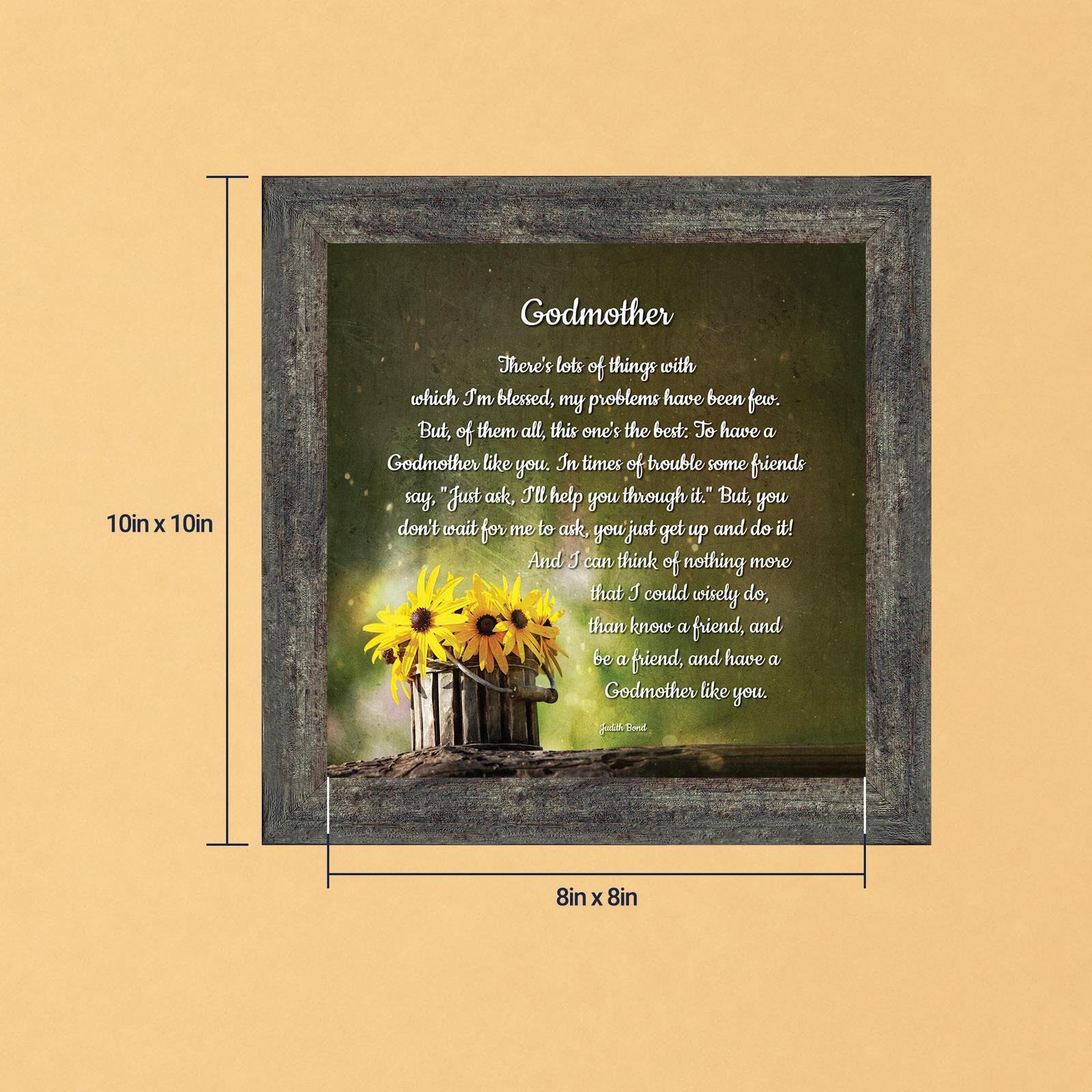 8682BW-8 Godmother poem framed print - black-eyed Susans in a wooden bucket by Crossroads Home Decor