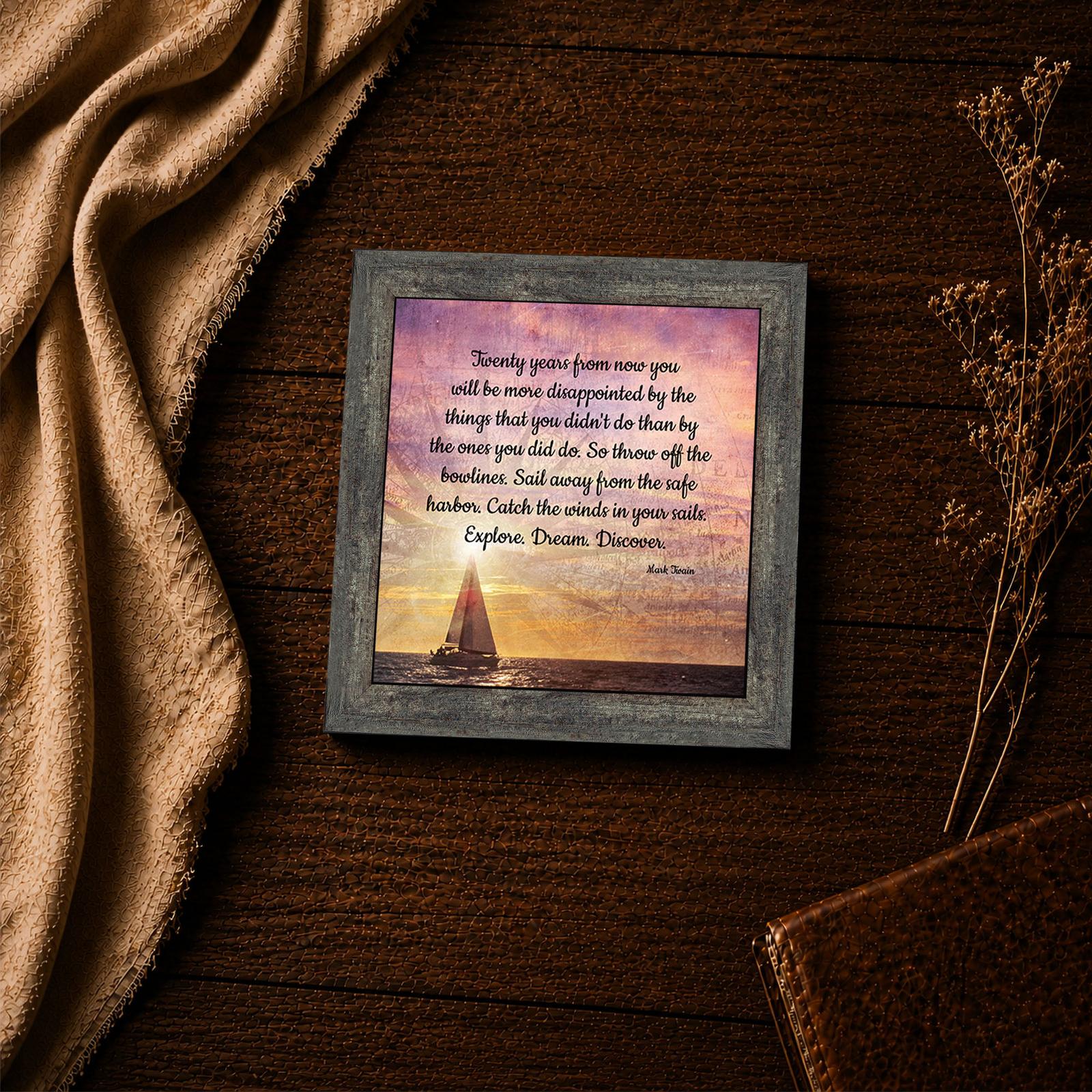 Explore Dream Discover framed print - sailing motivational inspirational wall art