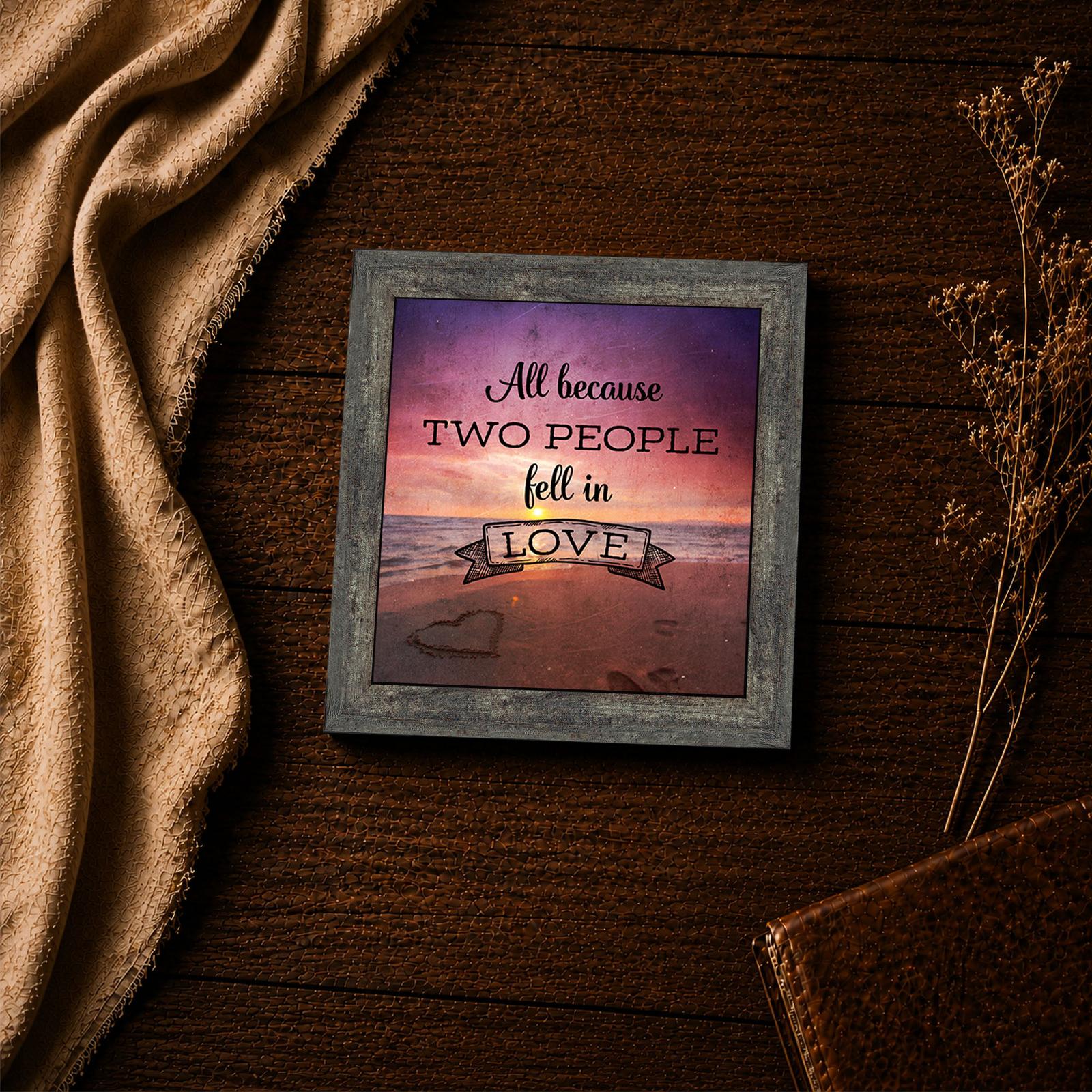 All because two people fell in love framed print - coastal wall art close-up