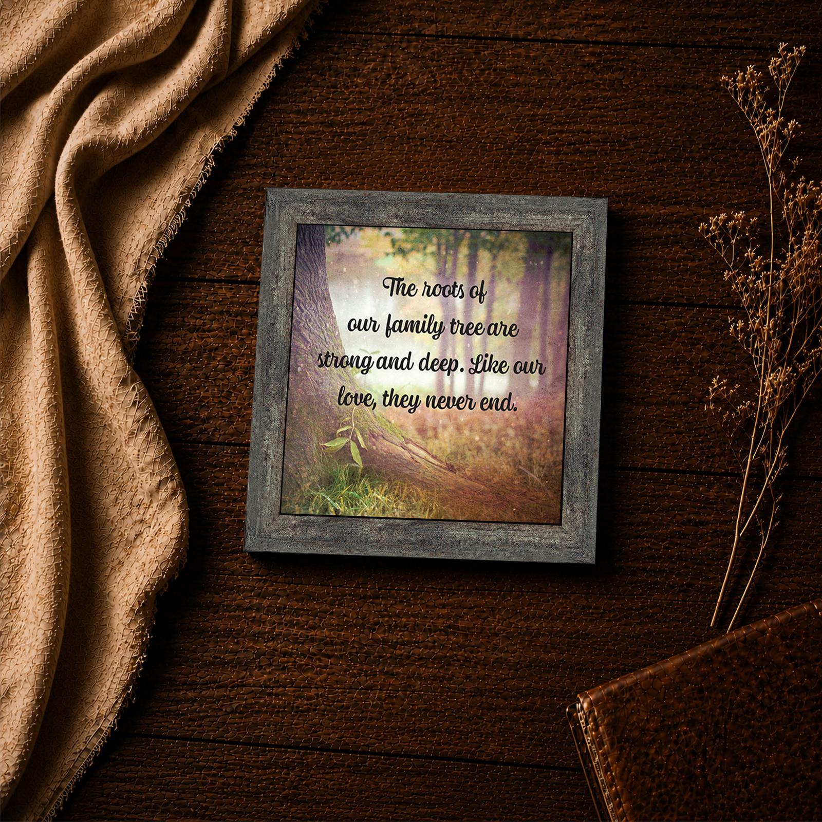 8694BW-4 Family Tree poem framed print - roots and love inspirational wall art