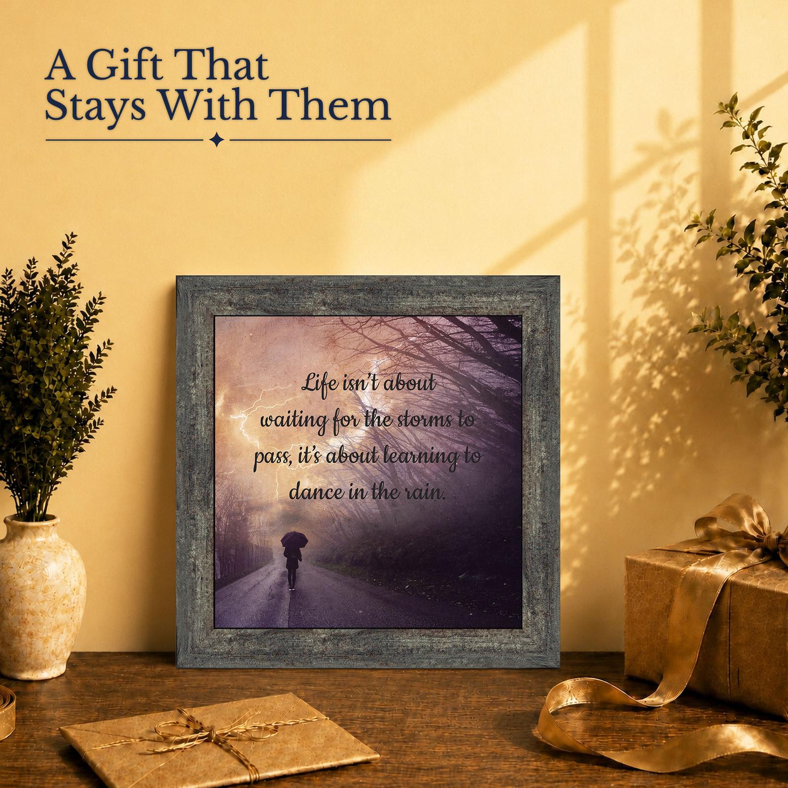 Storm-to-rain quote framed print gift for a graduate or friend starting over