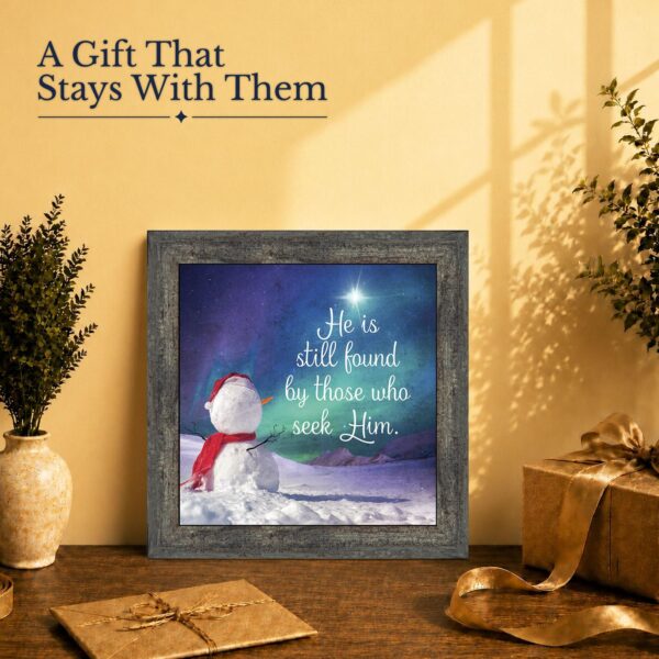 Christian snowman gift - framed print for Christmas and faith-filled homes