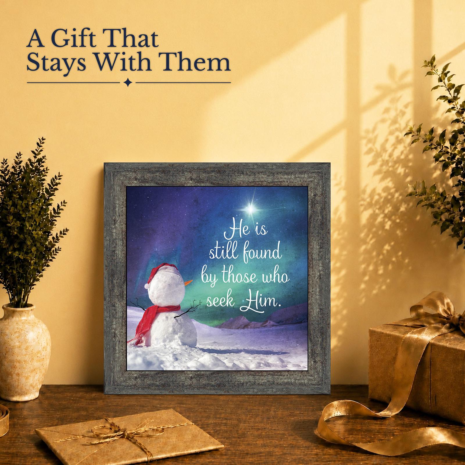 8719BW-2 Christian snowman gift - framed print for Christmas and faith-filled homes
