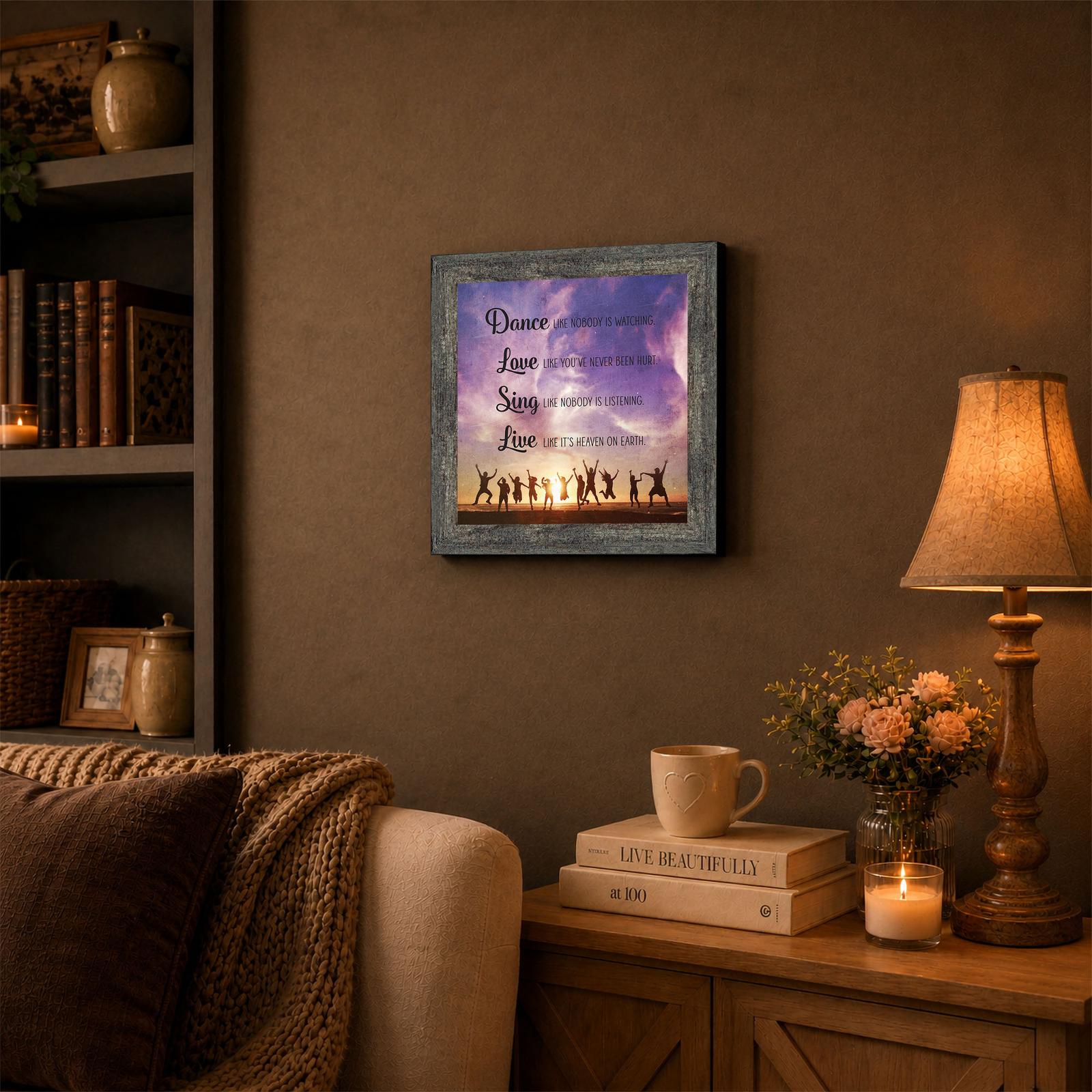 Dance Like Nobody Is Watching Framed Wall Art on a Living Room Gallery Wall