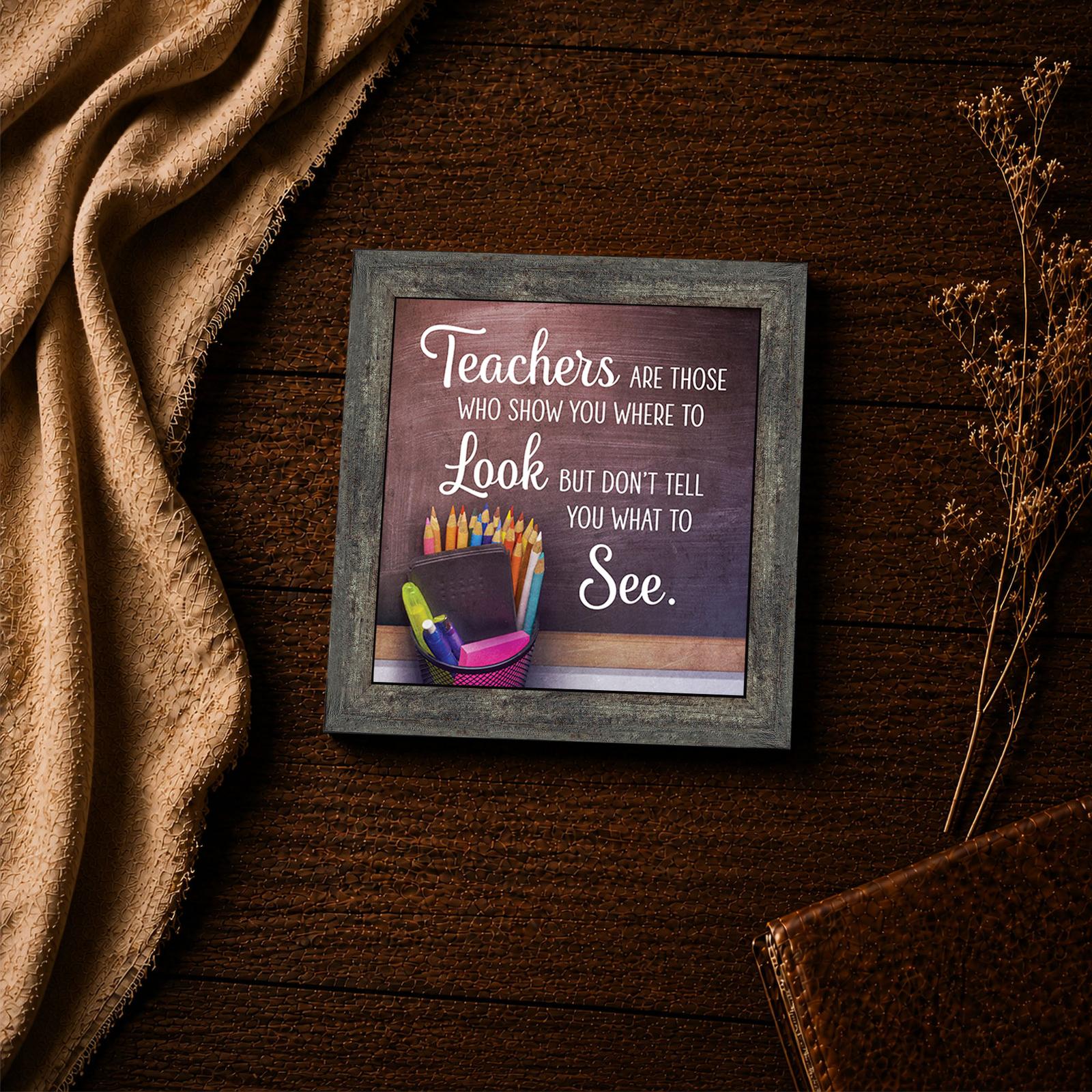 Teacher chalkboard quote close-up - colored pencils framed print