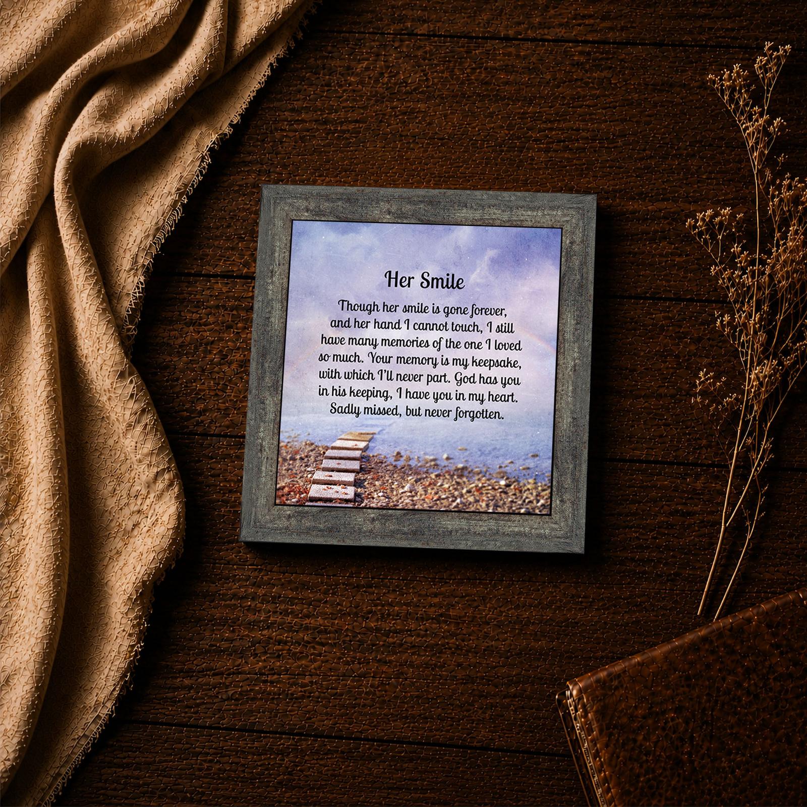 Her Smile memorial poem framed print - sympathy inspirational wall art