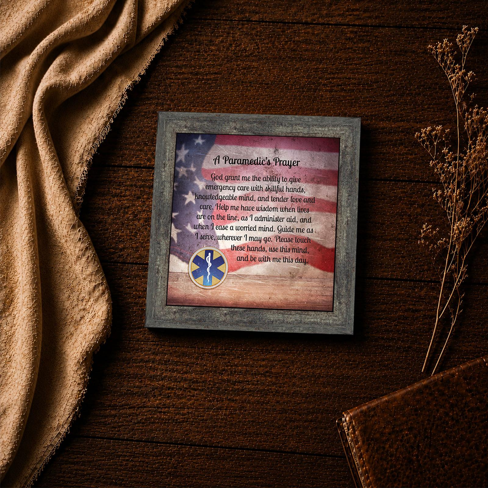 Paramedic's Prayer framed print - patriotic inspirational wall art